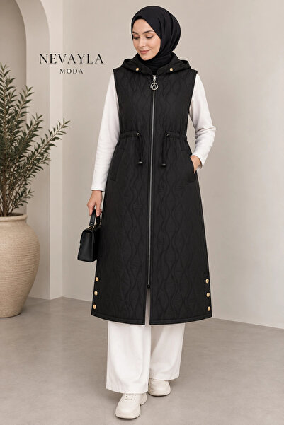 Nevayla Moda Seasonal Hooded Vest - Black / M117