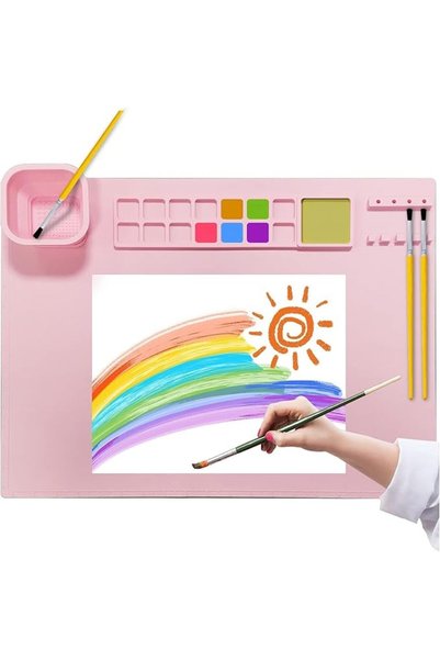 ALMEKAQUZ Silicone Painting Mat with Detachable Cup,Art Mat with Cup, Craft P...