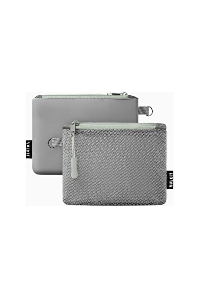 VULKIT Double Zippered 2-Piece Mini Travel Bag Unisex Wallet