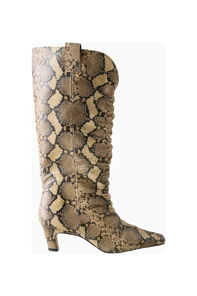Anthropologie By Kadın Büzgü Detailed Pointed Toe Leather Long Boots