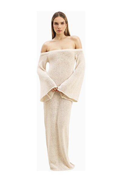 BECAUSE OF ALICE Crochet Braided Off-Shoulder Women's Maxi Dress