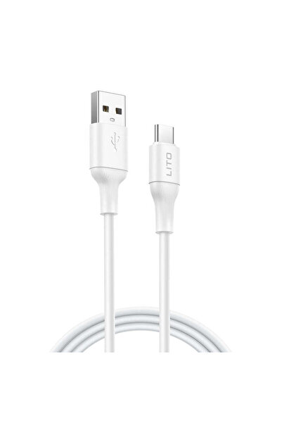 Lito Cablu de date (LD06T), USB la Type-C, 2.4A, PVC, 1m, alb - alb