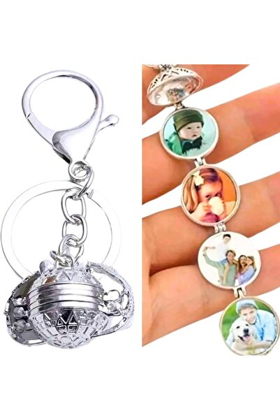 Tazweeq Photo Album Keychain, Mini Photo Keychain Holder DIY Round, Picture K...