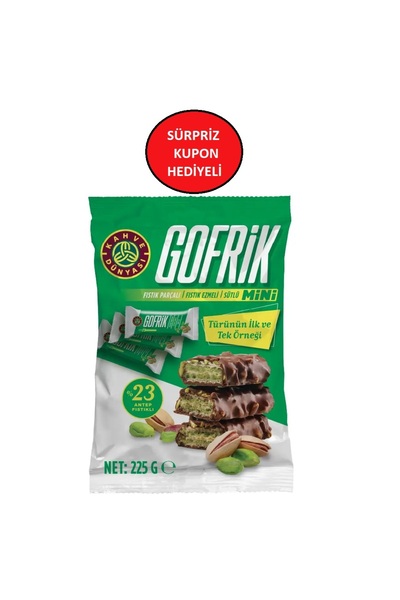 Kahve Dünyası Mini Gofrik Antep Fıstıklı Poşet Çikolata 225 GR ( 18 Adet Mini...