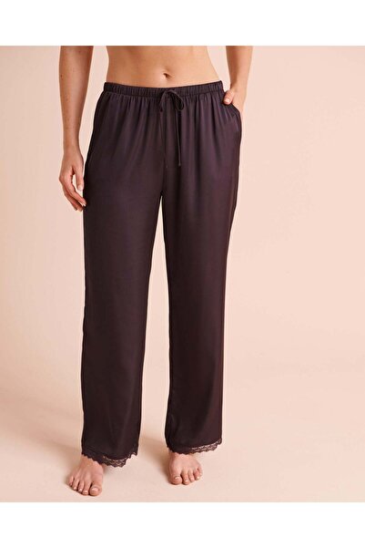 La Vie en Rose Lace Trim Satin Pants