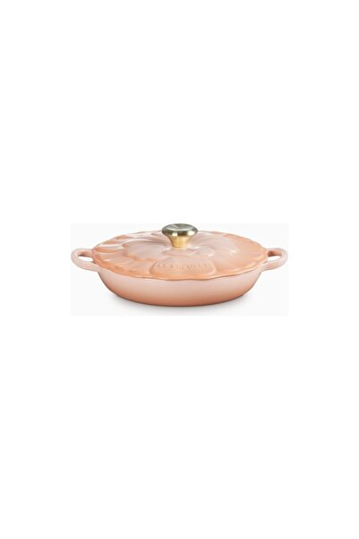 Le Creuset وعاء طهي فاخر من الحديد المطلي بالمينا مع غطاء على شكل زهرة، 26 سم