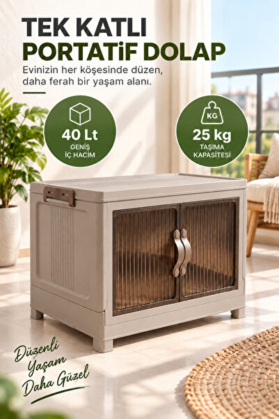 EVONİTA Tek Katlı Portatif Organizer Dolap – 40 LT