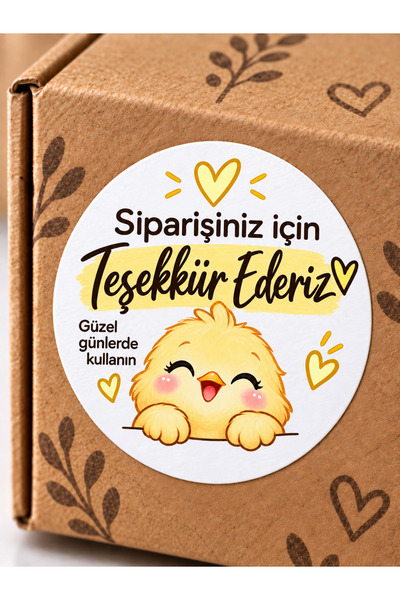 Avrupa Tedarik Siparişiniz İçin Teşekkür Ederiz Civciv Sticker 4x4 cm Yuvarla...