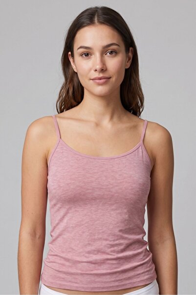 OBJE Women's Dusty Rose Bambo Strap Tank Top
