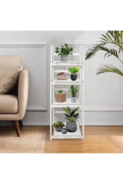 Royal Home 4-tier white wooden shelf, used as a plant stand or to display hom...