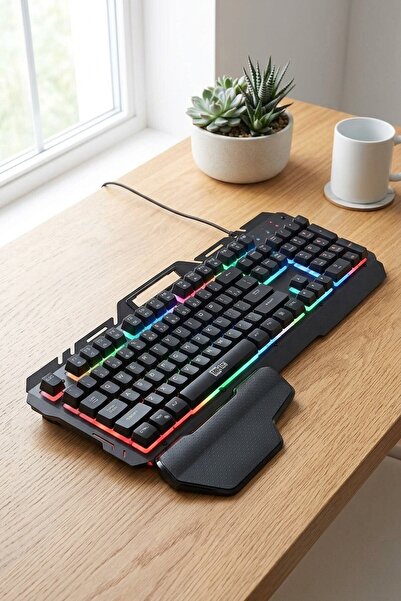 TrkTech GK-700 Metal Tabanlı Ergonomik Bilek Destekli Oyuncu Klavyesi