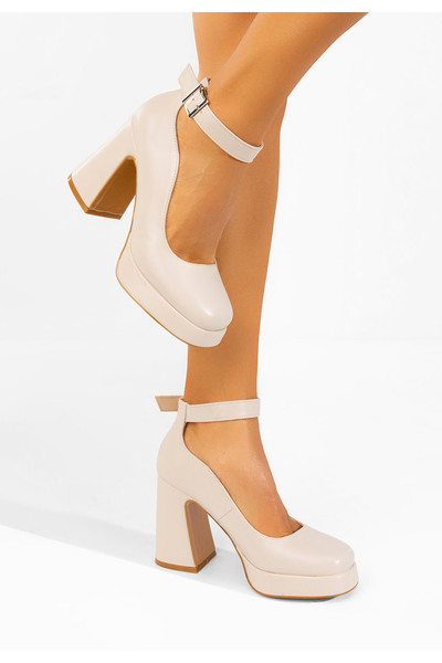 B T Shoes Σάιμα μπεζ παπούτσια πλατφόρμας με ψηλό τακούνι