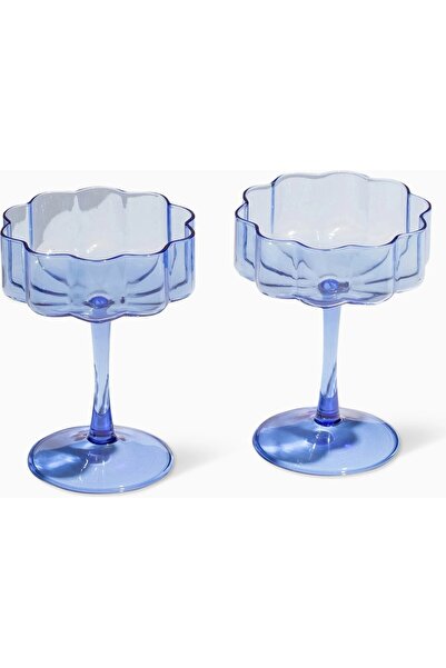 Fazeek Wave Handmade Set of 2 Glass Goblets