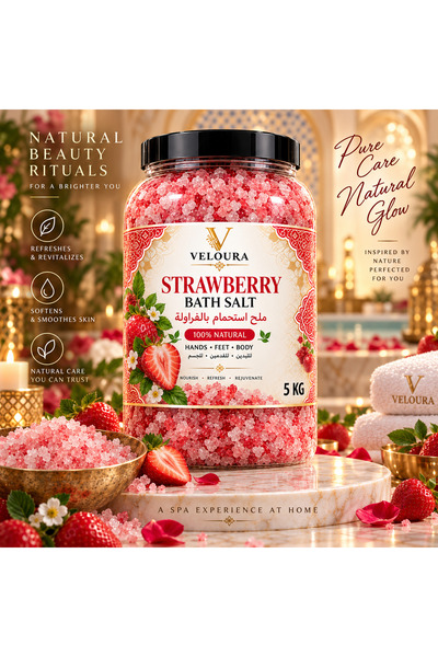 Veluora STRAWBERRY SPA SALT 5KG – SWEET & REFRESHING BATH SALT FOR BODY & FOO...