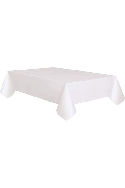 Unique Party 50180 - Plastic Lined White Paper Tablecloth, 9ft x 4.5ft