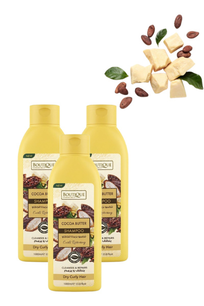 Boutique 3 Pieces Cocoa Butter Shampoo for Dry Curly Hair 1000ML