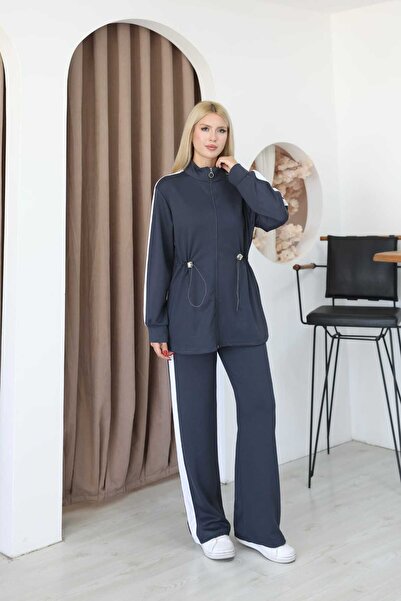 MODAELA Set sport elegant cu detalii cu dungi