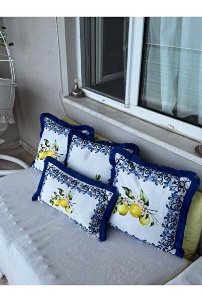 Nef’s Atelier SARI LIMON DESENLI DIKDORTGEN KIRLENT KILIFI 35*55 CM