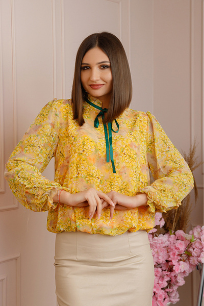 OEM Bluza Madeline din voal cu maneci bufante - Galben