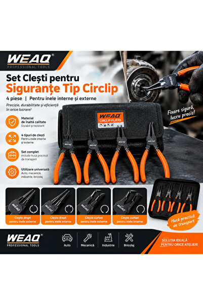 ONG Set 4 clești pentru siguranțe tip Circlip – WEAQ Professional Tools