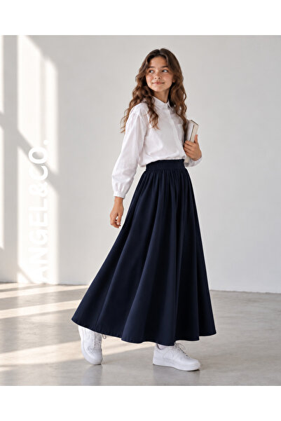 Angel&Co. Girls Clothing Dark Navy Seasonal Skirt-Modest Long Girls' Skirt