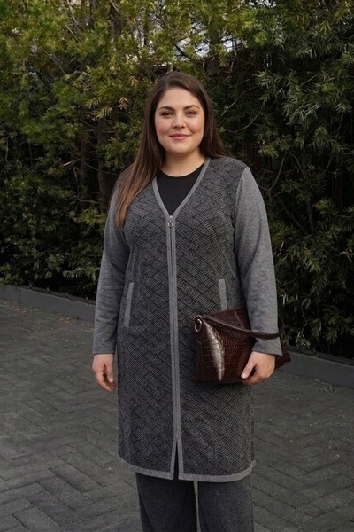 onno style women سترة نسائية طويلة منسوجة من الفولاذ المزخرف