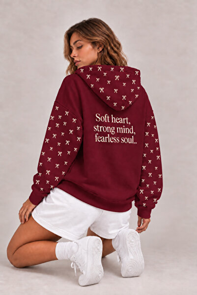 LG LAGULER Kadın Oversize Sweatshirt Hoodie Puantiye Kapüşonlu, Kanguru Cep, ...