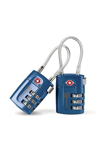 Go Travel Combi Cable Twin TSA Padlocks – 2-Pack 3-Dial Luggage Locks with 14...