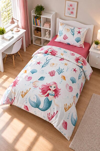 Eponj Home Easy-Iron Duvet Cover Set Single Size Mermaid Mint