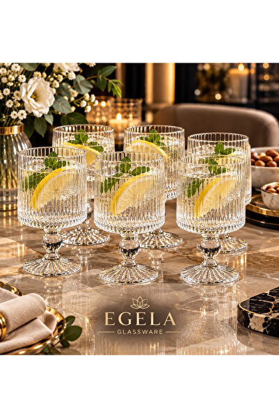 EGELA GLASSWARE 2025 Ayaklı Cam Meşrubat ve Kokteyl Bardağı 280 ml ( 6 Adet )