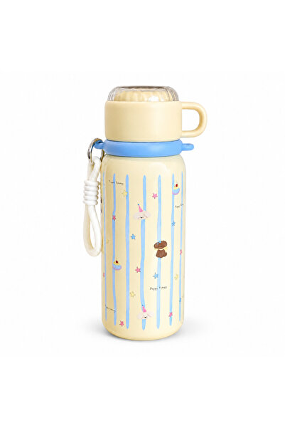 Hibobi Premium 620ml 3-in-1 Kids Stainless Steel Water Bottle with Straw, Dir...