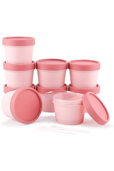 SYOSI 8 Pcs 3.4oz/100ml Empty Leakproof Cosmetic Pot Jars, Pink Wide-Mouth Pl...