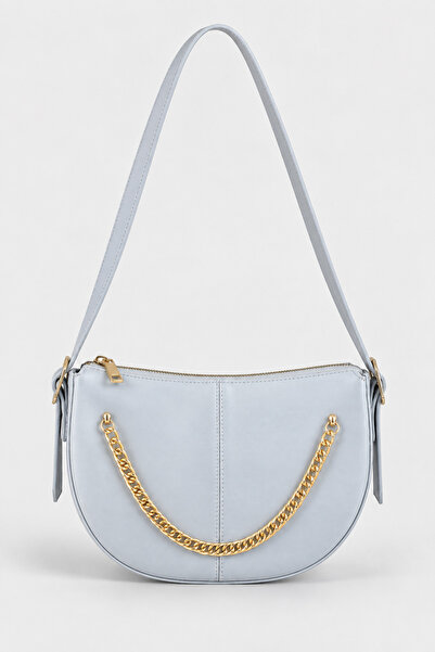 birizmoda Marly women's faux leather shoulder bag with chain accessory silver