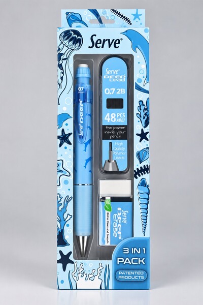 SERVE DEEP Original Nature Collection Set of 3 Pens with Tip 0.7 Mm, Eraser a...