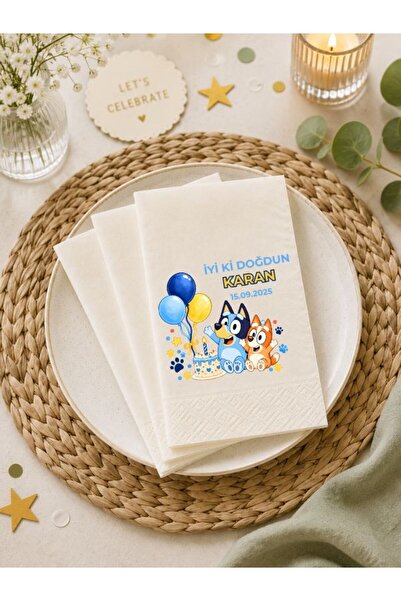 Puppetzzz Doğum Günü Peçetesi isimli Bluey Temalı 20 Adet