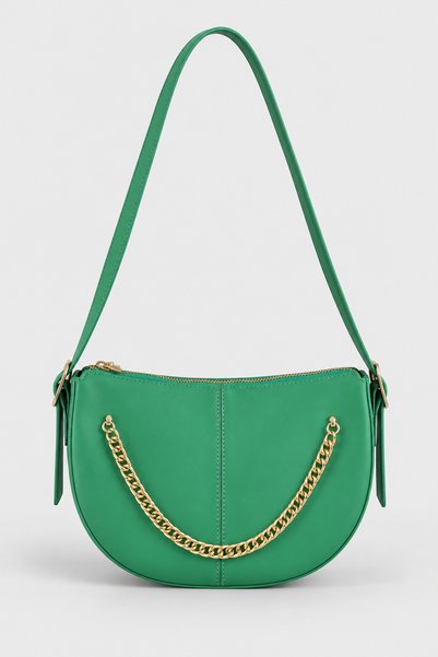 birizmoda Marly women's faux leather shoulder bag with chain accessory green