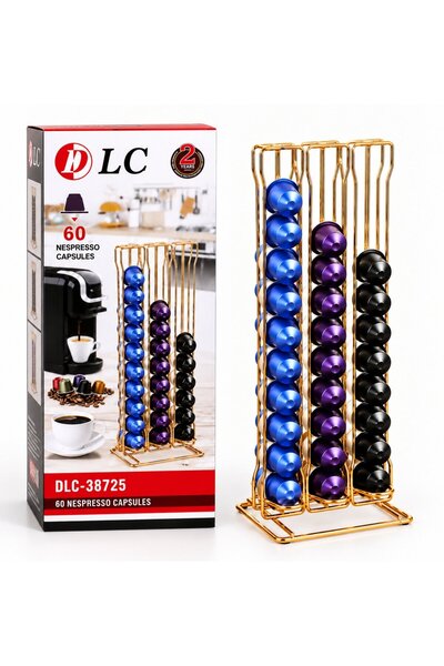 Generic DLC-38722 Nespresso Capsule Holder – 60 Capsule Capacity, 3-Tier Meta...