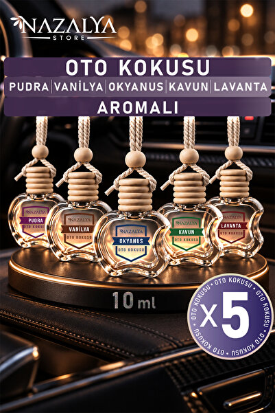 Nazalya 5li Set Oto Araç Kokusu Vanilya - Okyanus - Pudra - Kavun - Lavanta A...