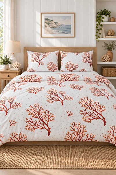 Eponj Home Easy-Iron Duvet Cover Set Double Size Coral Koral