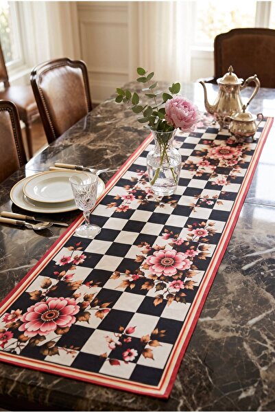 Softifyhome Decorative Table Runner - Checkered Floral Pattern, Stylish and M...