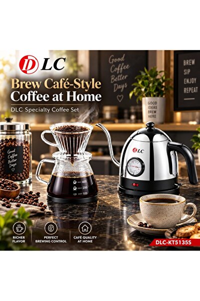 Generic DLC-KT5135S غلاية قهوة كهربائية بفوهة مرنة وطقم صانع القهوة بالتقطير ...