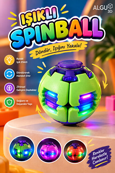 ALGU 3D Design Led Işıklı Bas Döndür Spinball | Stres Giderici Fidget Spinner