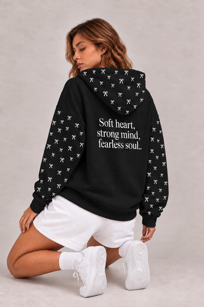 LG LAGULER Kadın Oversize Sweatshirt Hoodie Puantiye Kapüşonlu, Kanguru Cep, ...