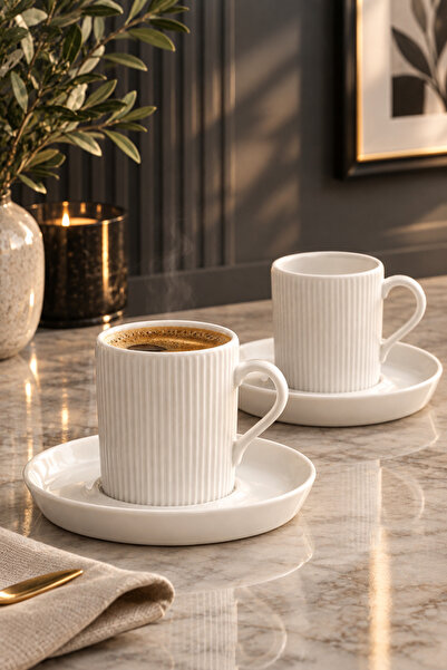 Madame Coco Ligne 6 Coffee Cup Set - White