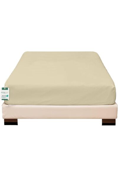 COTTON HOME ملاءة سرير فائقة النعومة، مقاس فردي، بيج 90 × 190 + 20 سم، طراز C...
