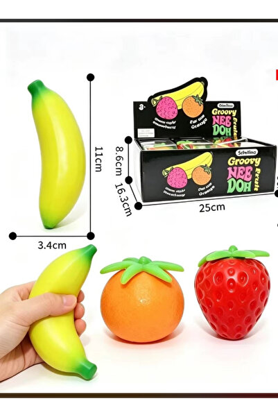 vattara Meyve Squishy Needoh Fruit Sukuşi 3’Lü Tek Kutu Çilek Mandalina Muz Squishy Fruit Serisi Meyve Serisi Stres Oyuncağı