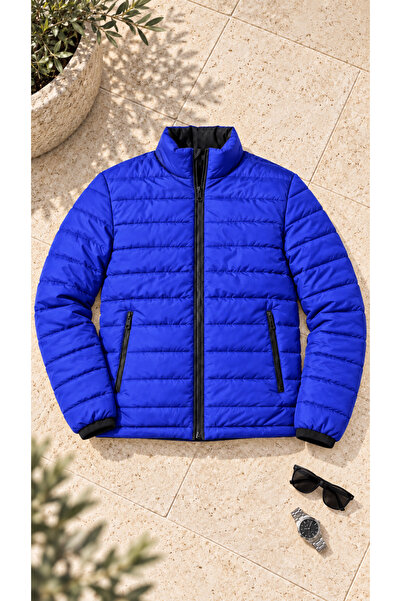 OTAKU Men's Zippered Pocket Padded Casual Quilted Coat