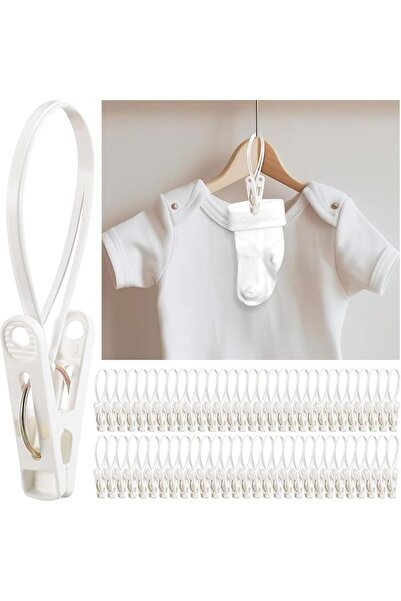 Tazweeq 60 Pack Laundry Hooks with Rope, Non-Slip Clips, Strong Grip, Multi-P...