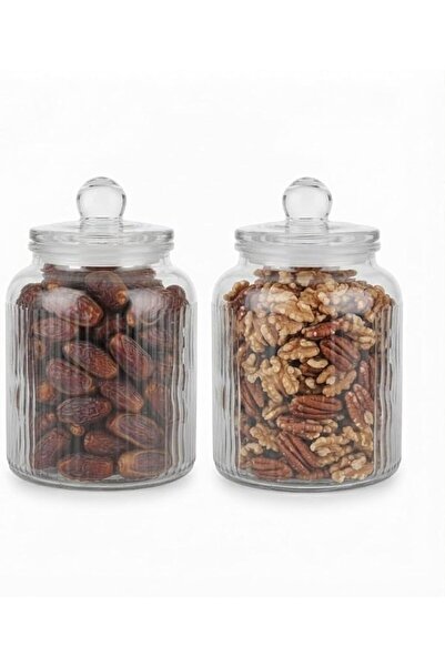 Generic Ribbed Glass Cookie Jar - Large Food Storage Container with Airtight ...