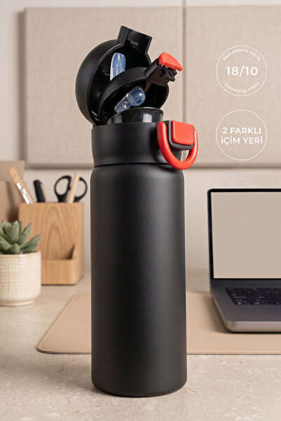 Kitchen Life 600 ml Paslanmaz Çelik Askılı Sızdırmaz Kilit Kapaklı Suluk Matara